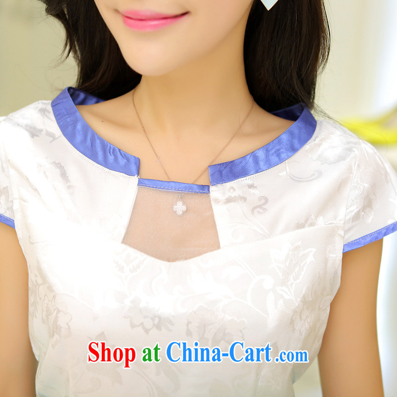 Korean edition 2015 summer new cultivating classical charm lady embroidery stamp Tang pack and cheongsam dress girls light blue Peony XL Khao Lak, Lance, and shopping on the Internet