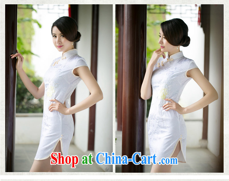 DEPTHDES 2015 summer new stylish daily embroidered improved antique Chinese small, for cultivating jacquard cotton cheongsam dress dresses short white XXL pictures, price, brand platters! Elections are good character, the national distribution, so why buy now enjoy more preferential! Health