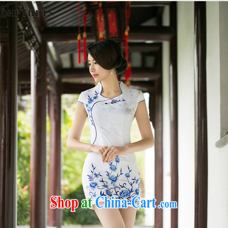 DEPTHDES 2015 summer new stylish daily embroidered national cultivation improved square up for butterfly buckle antique dresses short dresses picture color XXL, DEPTHDES, shopping on the Internet