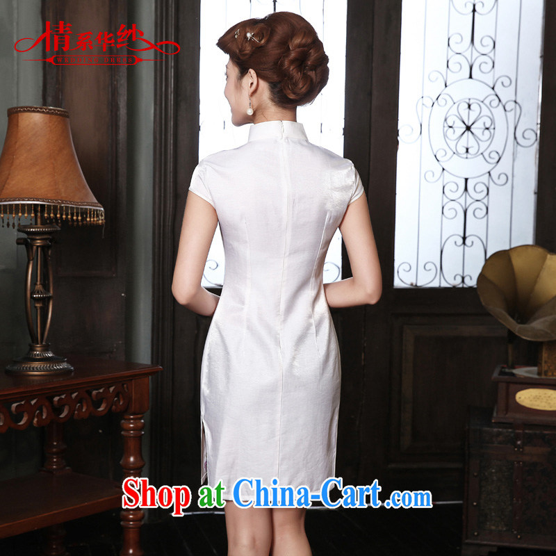 The china yarn dresses 2015 new spring and summer with daily short retro dresses improved cultivation cotton dress stylish girls white XXL and China yarn, shopping on the Internet