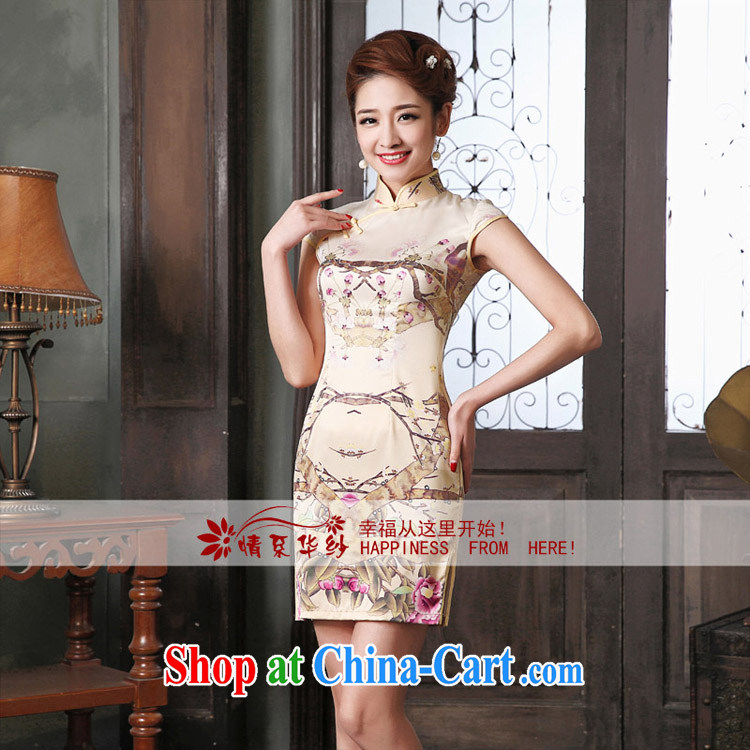 The china yarn dresses summer 2015 new retro improved China wind damask cheongsam dress short, cultivating daily classic spring summer picture color XL pictures, price, brand platters! Elections are good character, the national distribution, so why buy now enjoy more preferential! Health