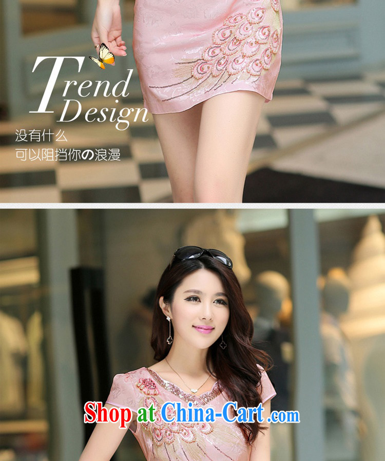 Jin Bai Lai Tang with improved cheongsam 2015 summer dress fashion style retro beauty short-sleeved larger dresses dress pink L pictures, price, brand platters! Elections are good character, the national distribution, so why buy now enjoy more preferential! Health