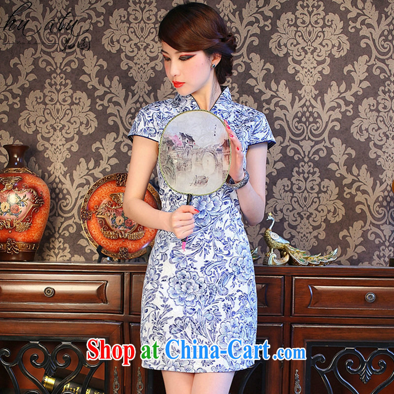 spend the summer new cheongsam dress Chinese Chinese improved small V for porcelain was cultivating cotton short cheongsam shown in Figure 3XL, figure, and shopping on the Internet