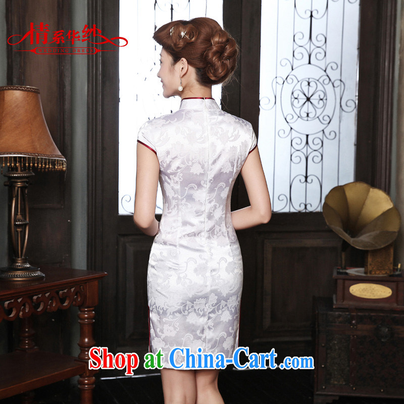 The china yarn 2015 new dresses and toast-serving retro embroidery low-power's beauty dresses embroidery cheongsam white XL and China yarn, shopping on the Internet