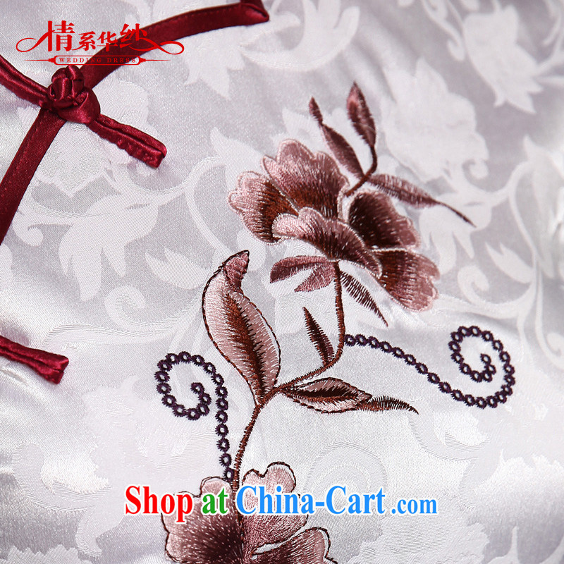 The china yarn 2015 new dresses and toast-serving retro embroidery low-power's beauty dresses embroidery cheongsam white XL and China yarn, shopping on the Internet