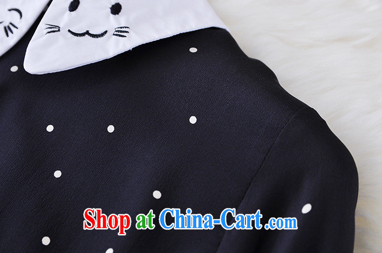 Ya-ting store 2015 Summer in Europe and ladies' silk lovely dolls for kitten embroidered wave point stamp T 桖 shirt J 42,912 black XL pictures, price, brand platters! Elections are good character, the national distribution, so why buy now enjoy more preferential! Health