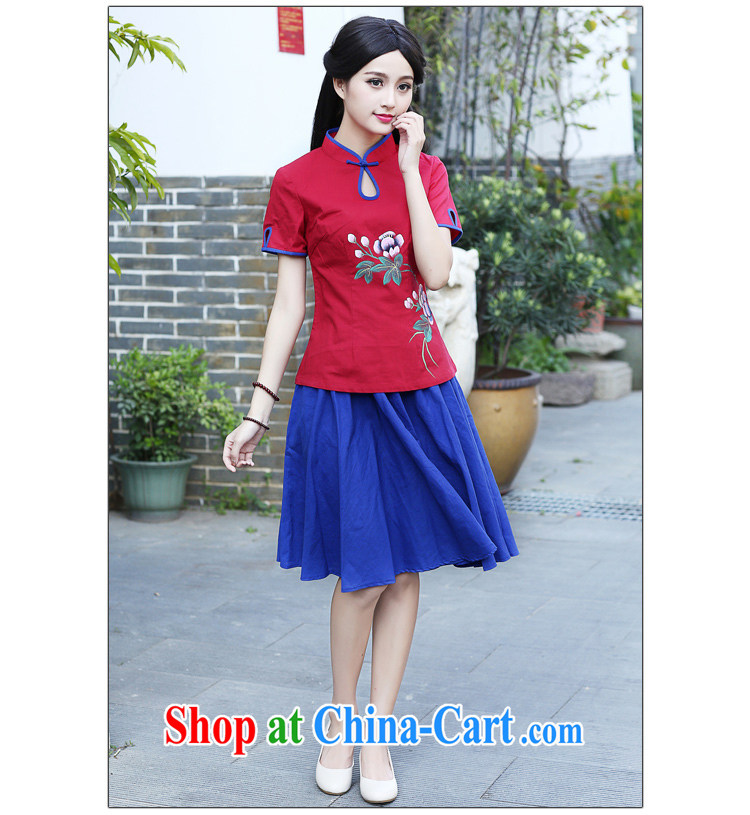 China classic original Chinese hand-painted cotton the Chinese Han-improved, improved cheongsam shirt short-sleeved summer blue XXL pictures, price, brand platters! Elections are good character, the national distribution, so why buy now enjoy more preferential! Health