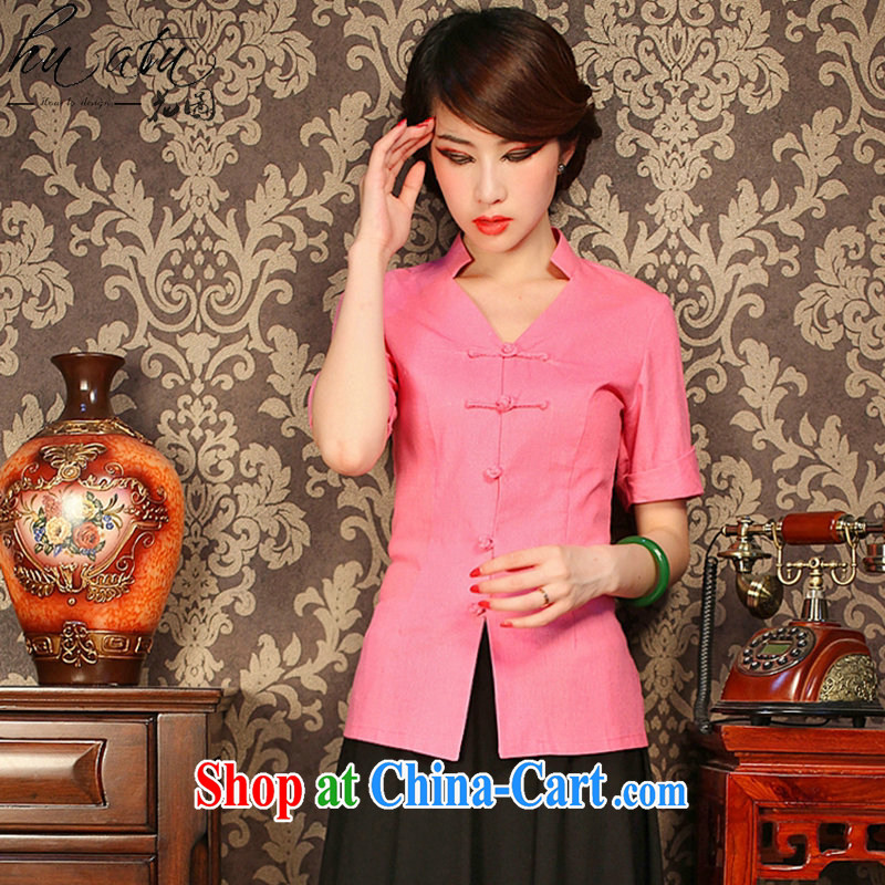 Take the improved cheongsam shirt summer V basket for the solid-colored, short-sleeved retro-buckle classic Tang is shown in Figure 3XL, figure, and shopping on the Internet