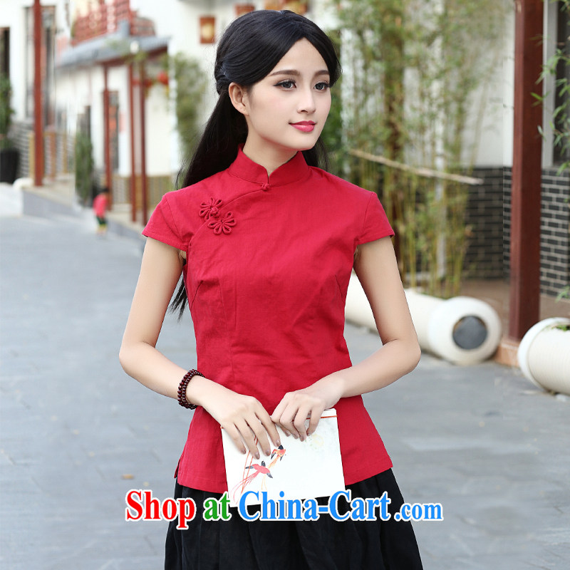 China classic 2015 summer Chinese, served tea service, National wind Chinese Antique cotton mA short-sleeve T-shirt female Red L, China Classic (HUAZUJINGDIAN), online shopping