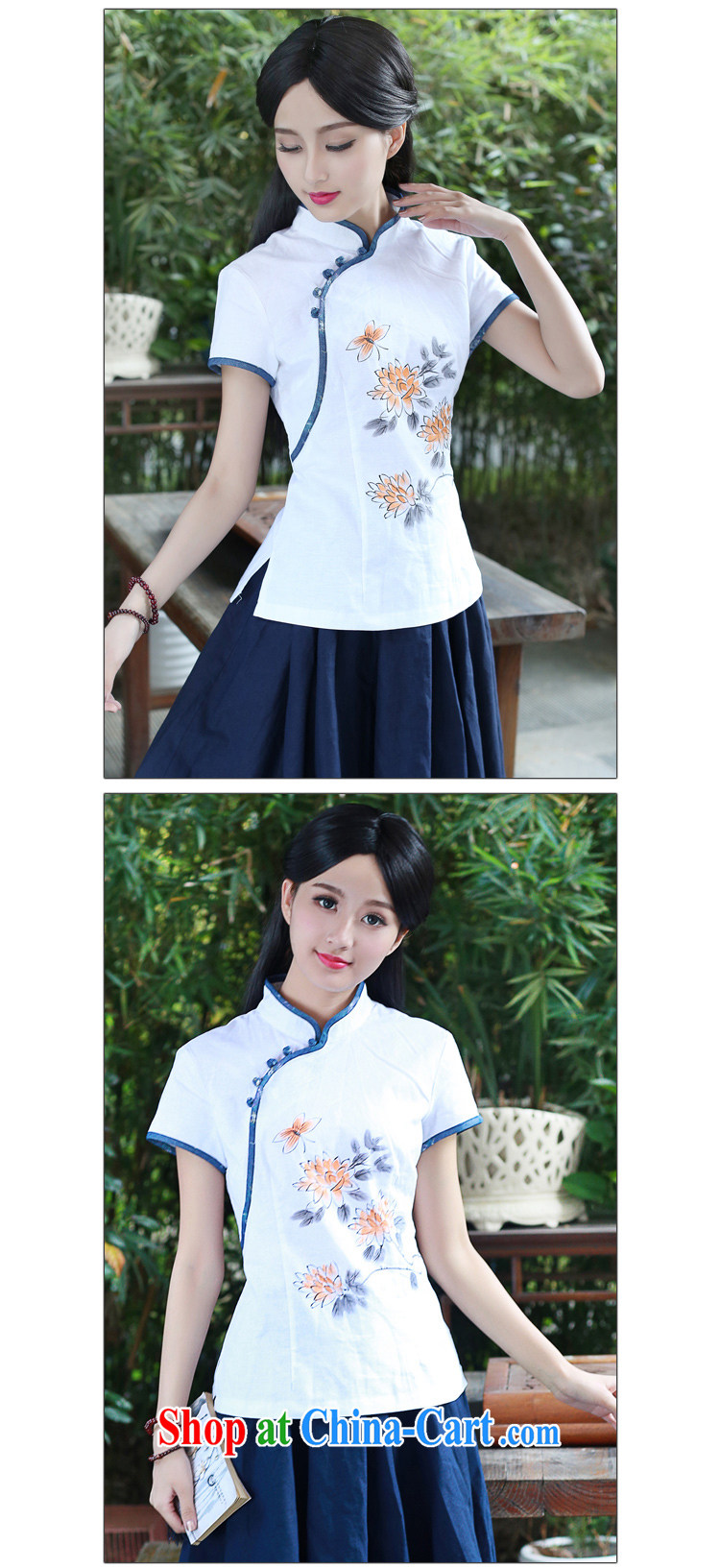 China classic original cotton the Chinese Tang with Han-improved cheongsam shirt, ladies summer tea clothing white XXL pictures, price, brand platters! Elections are good character, the national distribution, so why buy now enjoy more preferential! Health
