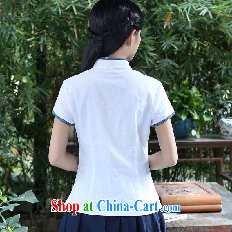 China classic original cotton the Chinese Tang with Han-improved cheongsam shirt, ladies summer tea clothing white XXL, China Classic (HUAZUJINGDIAN), online shopping