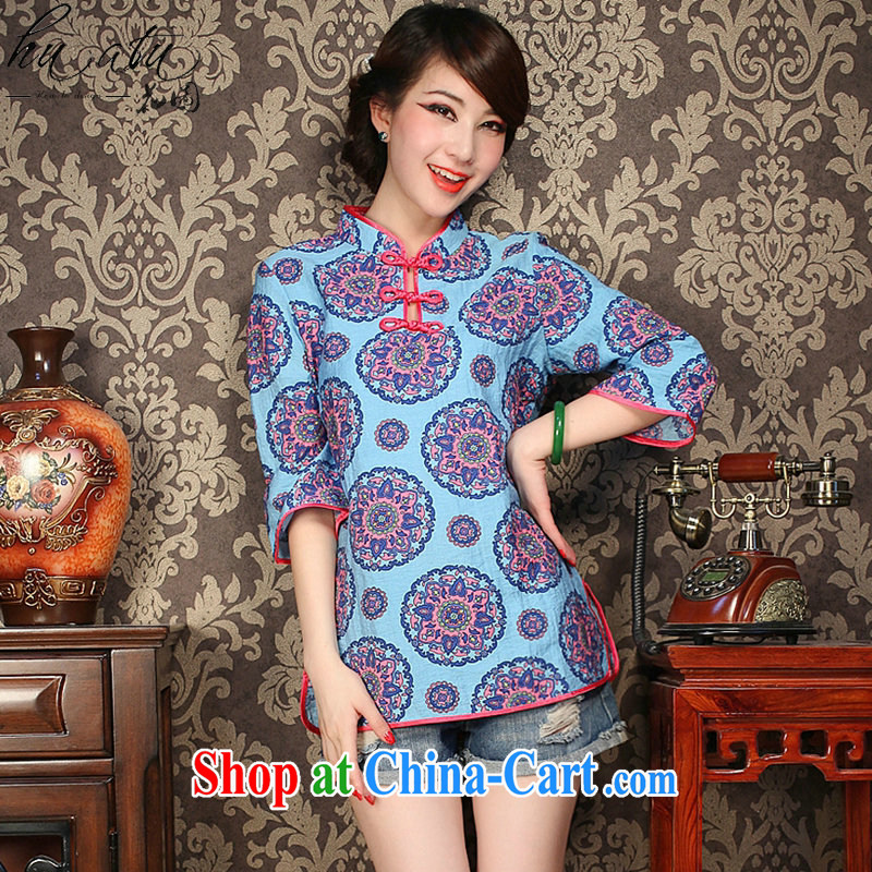 spend the summer with new, rich flowers, Chinese in the tight daily Chinese Antique style improved cheongsam shirt such as the color XL