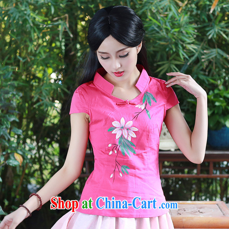 China classic original hand-painted cotton the Chinese Han-Chinese Han-summer Ms. load improved short-sleeve double-shoulder T-shirt red S, China Classic (HUAZUJINGDIAN), online shopping