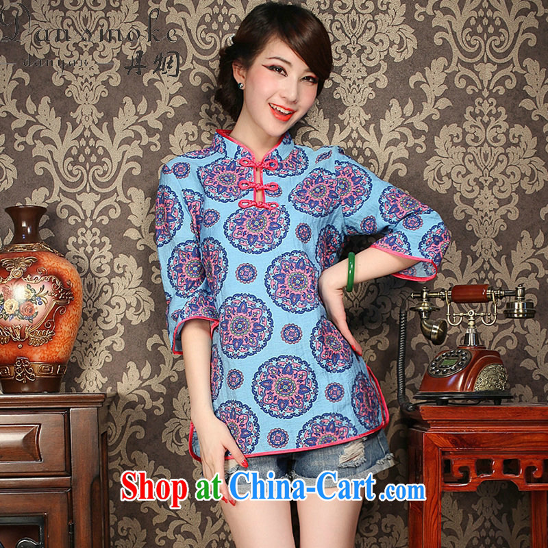 Bin Laden smoke-free summer with new, rich flowers, Chinese in the tight daily Chinese Antique style improved cheongsam shirt such as the color XL