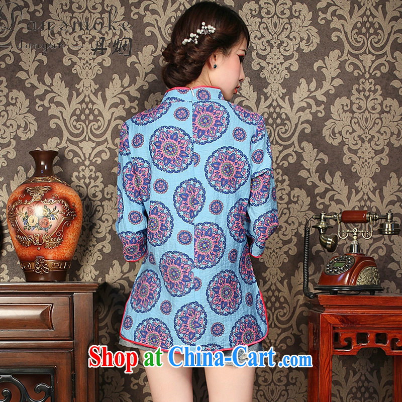Bin Laden smoke-free summer with new, rich flowers, Chinese in the tight daily Chinese Antique style improved cheongsam shirt such as the color XL, Bin Laden smoke, shopping on the Internet
