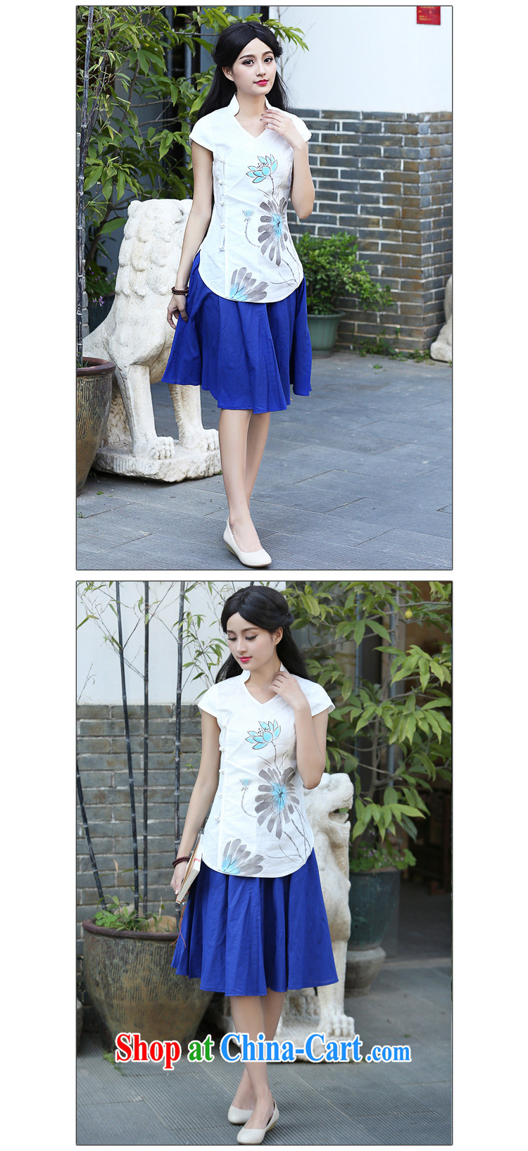 China classic original hand-painted cotton Ma Tang replace Ms. summer national costumes short-sleeved T-shirt improved, served tea service blue XXL pictures, price, brand platters! Elections are good character, the national distribution, so why buy now enjoy more preferential! Health