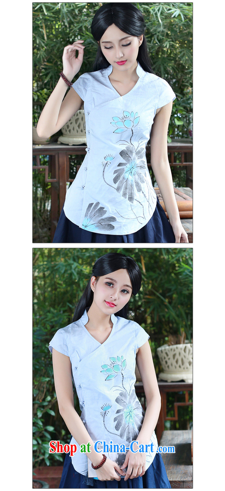 China classic original hand-painted cotton Ma Tang replace Ms. summer national costumes short-sleeved T-shirt improved, served tea service blue XXL pictures, price, brand platters! Elections are good character, the national distribution, so why buy now enjoy more preferential! Health