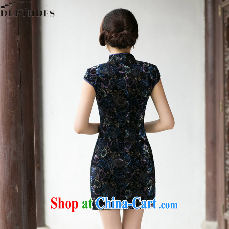 DEPTHDES 2015 summer new stylish embroidered boutique women improved cultivation cheongsam dress wool retro short sleeve cheongsam dress dresses girls picture color XXL, DEPTHDES, shopping on the Internet