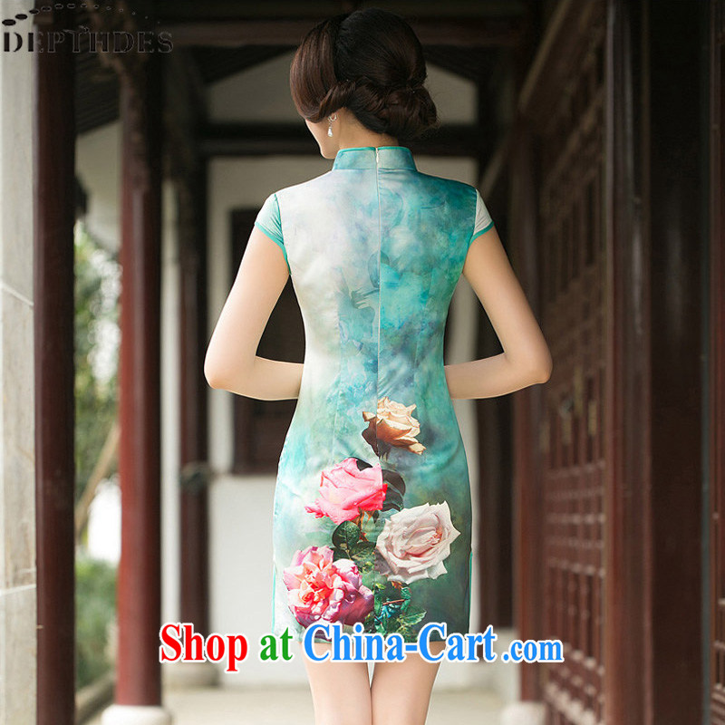 DEPTHDES 2015 summer new stylish daily undercover take National wind women Beauty Silk Cheongsam improved retro short video thin cheongsam picture color XXL, DEPTHDES, shopping on the Internet