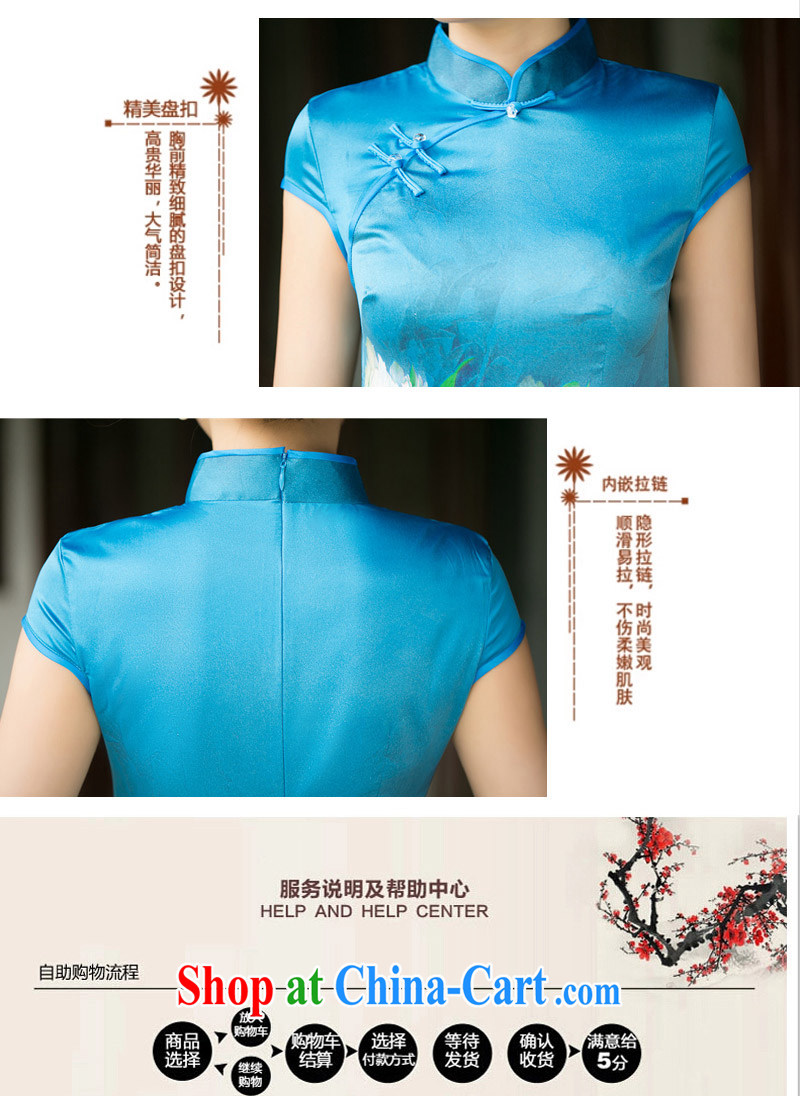 DEPTHDES 2015 spring and summer new stylish daily digital painting beauty cheongsam dress Ethnic Wind female silk improved retro short cheongsam light blue XXL pictures, price, brand platters! Elections are good character, the national distribution, so why buy now enjoy more preferential! Health