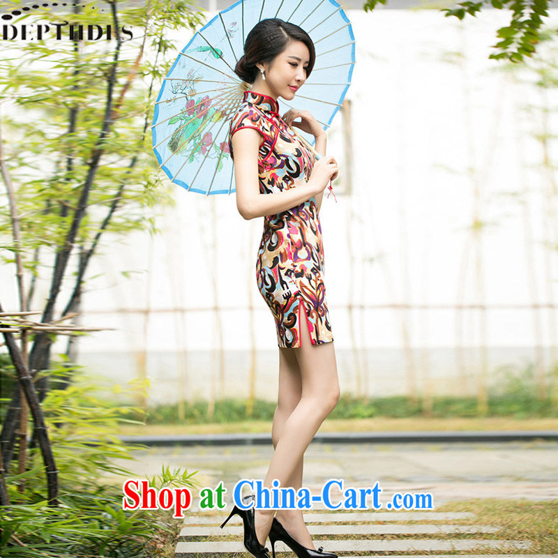 2015 summer new stylish Ethnic Wind jacquard cotton retro improved short video thin cheongsam dress dresses girls picture color XXL, DEPTHDES, shopping on the Internet
