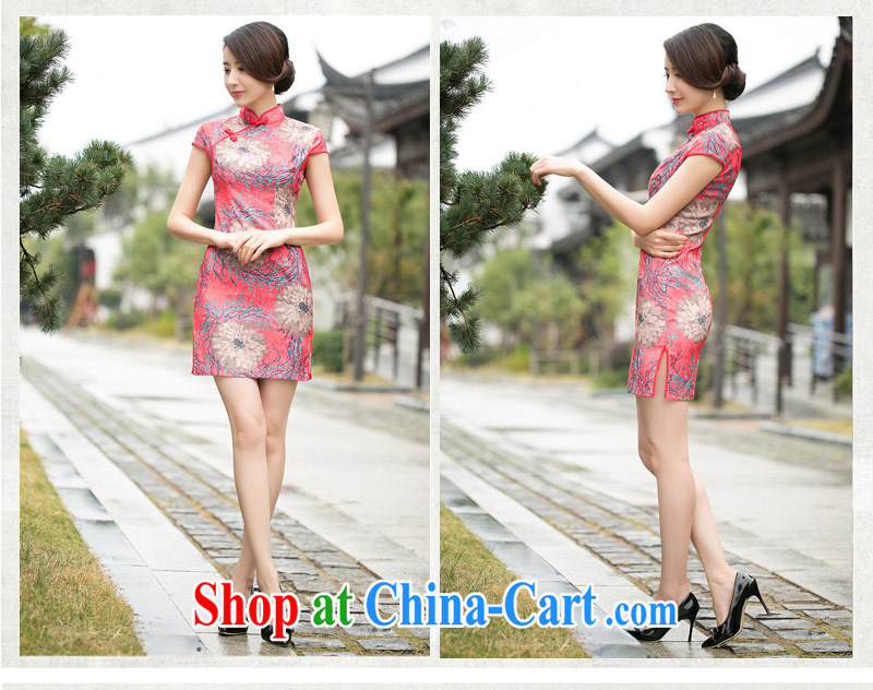 2015 summer new stylish daily peony flowers Ethnic Wind jacquard cotton retro improved short video thin cheongsam dress dresses girls picture color XXL pictures, price, brand platters! Elections are good character, the national distribution, so why buy now enjoy more preferential! Health