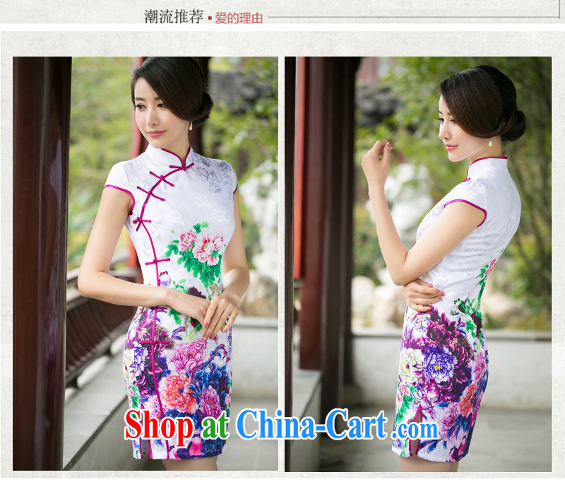 2015 summer new stylish everyday silk embroidery improved short-sleeved cheongsam dress short dress girl picture color XXL pictures, price, brand platters! Elections are good character, the national distribution, so why buy now enjoy more preferential! Health