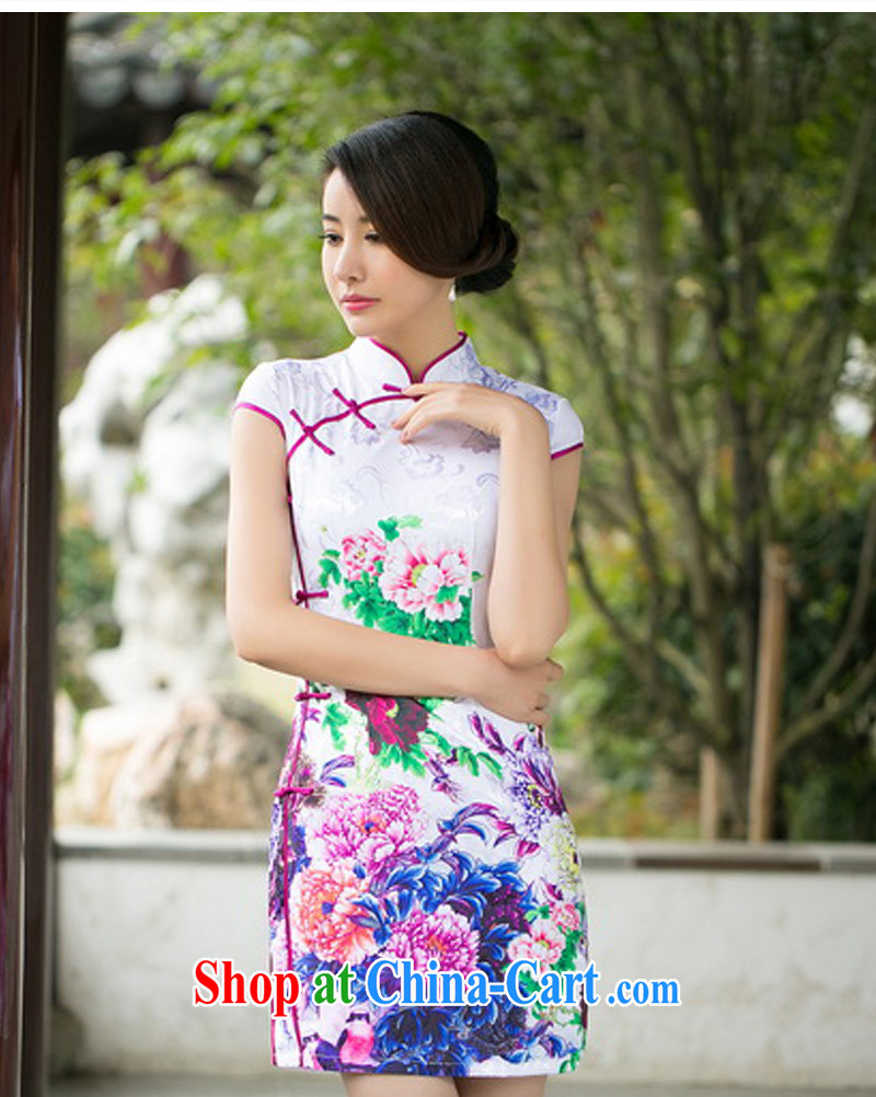 2015 summer new stylish everyday silk embroidery improved short-sleeved cheongsam dress short dress girl picture color XXL pictures, price, brand platters! Elections are good character, the national distribution, so why buy now enjoy more preferential! Health