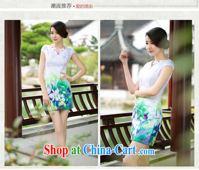 2015 summer new stylish daily digital poster retro elegance beauty improved butterfly-shaped V collar short dresses, skirts dress girls picture color XXL pictures, price, brand platters! Elections are good character, the national distribution, so why buy now enjoy more preferential! Health