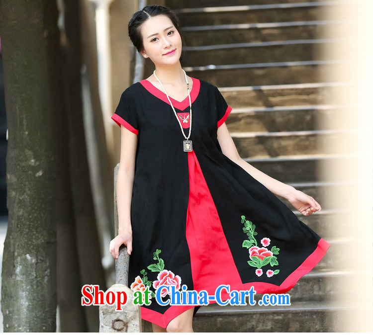 2015 new summer stitching embroidered jacquard ethnic wind dresses cotton the female, long C 1132 black XXL pictures, price, brand platters! Elections are good character, the national distribution, so why buy now enjoy more preferential! Health