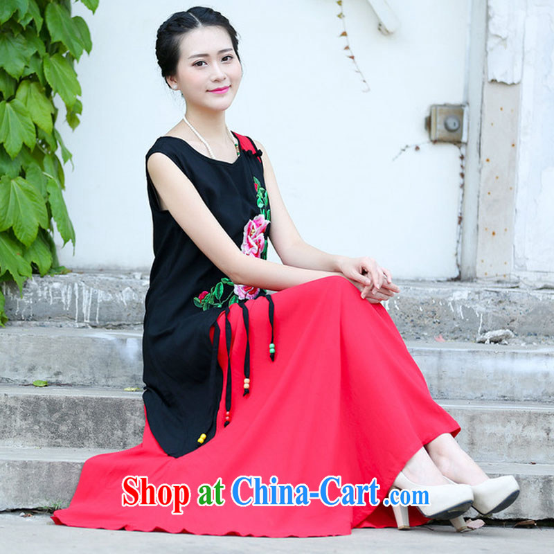 In 2015 older women with short skirts summer new mom with ethnic wind the code loose dresses have been the skirt C 1130 black XXXL de Gil (SHAJINI), shopping on the Internet
