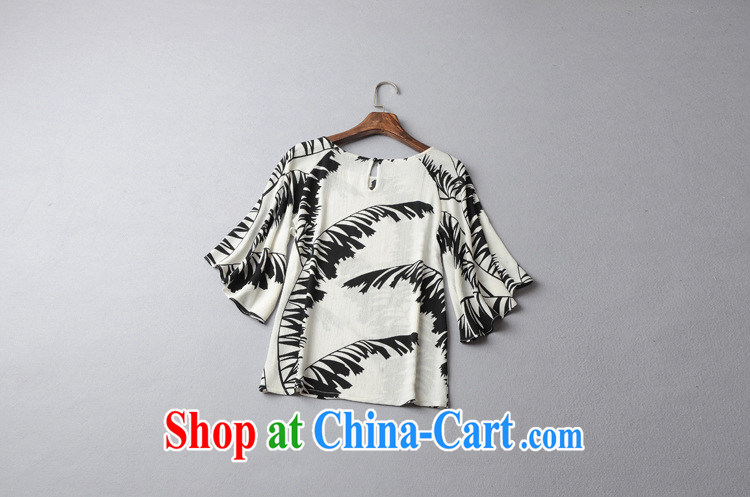 9 month female * 2015 spring and summer new European and American female Reed leaves stamp horn cuff short sleeves shirt T 42,509 white XL pictures, price, brand platters! Elections are good character, the national distribution, so why buy now enjoy more preferential! Health