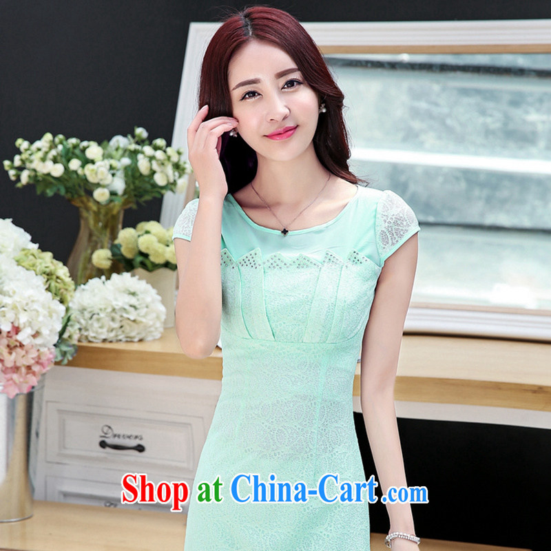 Mrs M, summer 2015 with new stylish solid wood drill cultivating cheongsam graphics style light blue XXL, Mrs M land (SHUMILIAN), online shopping