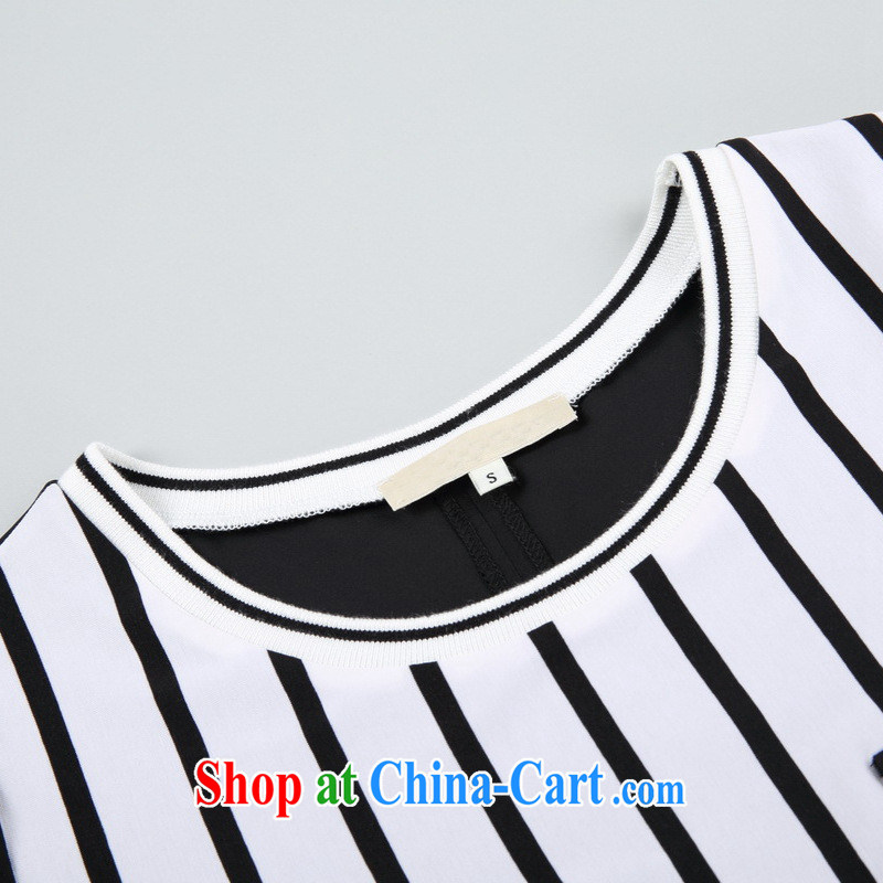 Ya-ting Shenzhen 2015 summer new female black-and-white striped short-sleeved shirts and stylish stitching female T pension black and white picture color XL, blue rain bow, and, shopping on the Internet