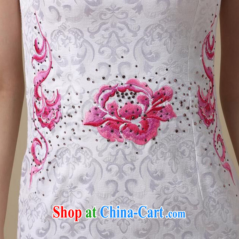 Mrs M, summer 2015 with new stylish embroidered panels drill the waist cheongsam white XXL safflower, Mrs M land (SHUMILIAN), shopping on the Internet