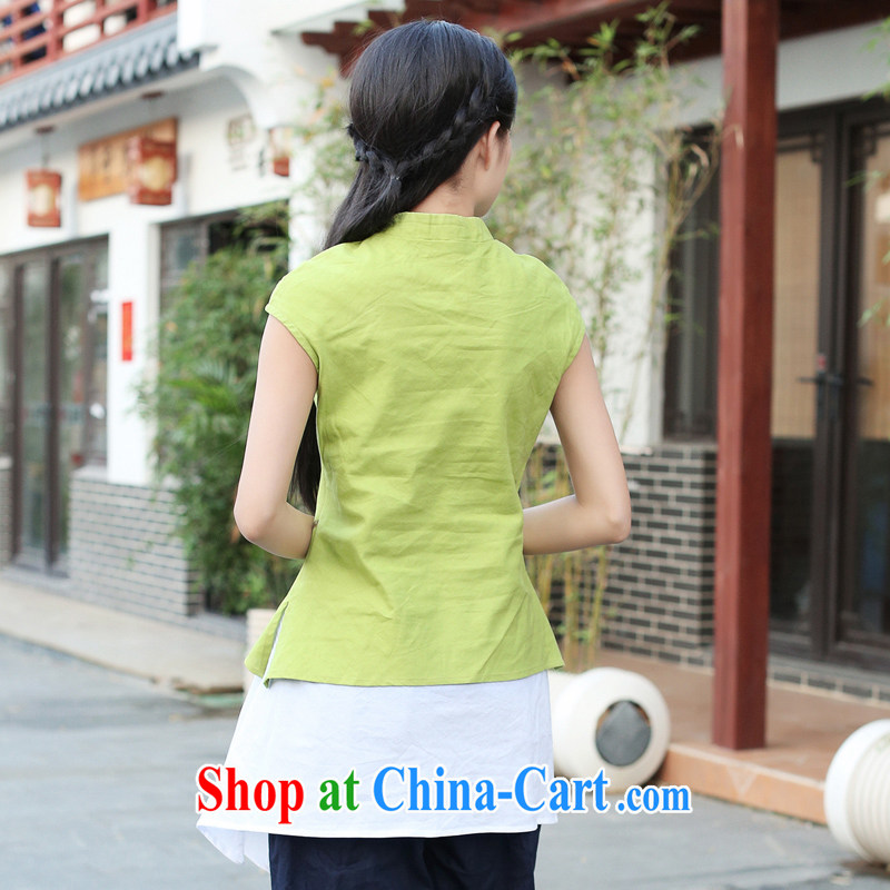 China classic original hand-painted cotton the Chinese cheongsam blouses spring and summer improved ethnic wind literary style yellow and green XXL, China Classic (HUAZUJINGDIAN), online shopping