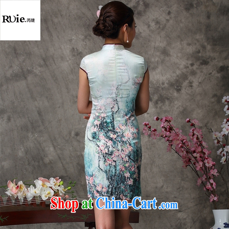 (MU, charm -- heavy silk improved short-sleeved short sauna Silk Cheongsam dress dresses factory sales suit XXL, health concerns (Rvie .), and shopping on the Internet