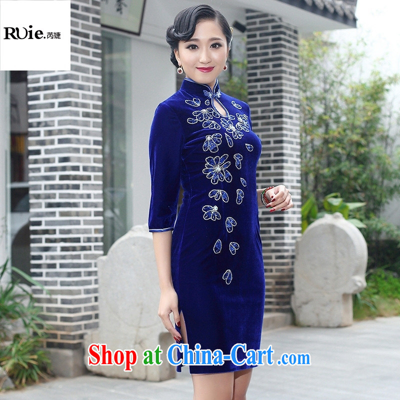 Mu Lan charm spring 2015 new products first hand nails Pearl velvet cheongsam banquet dress 237 in purple cuff XXXL, health concerns (Rvie .), and, shopping on the Internet