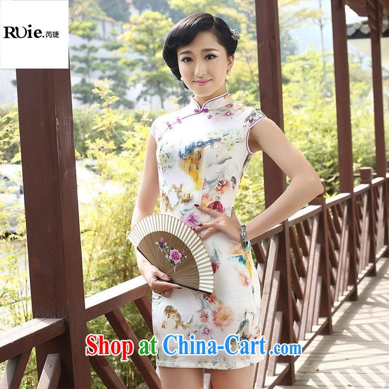 Mu Lan charm spring 2015 new dresses Silk Cheongsam high quality graphics thin Chinese antique dresses white XXL, health concerns (Rvie .), and shopping on the Internet