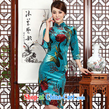 Factory sales Mu, classy and stylish outfit summer new sauna silk Silk Cheongsam 8032 blue XXL pictures, price, brand platters! Elections are good character, the national distribution, so why buy now enjoy more preferential! Health