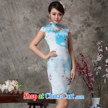 Factory sales Mu, classy and stylish outfit summer new sauna silk Silk Cheongsam 8032 blue XXL pictures, price, brand platters! Elections are good character, the national distribution, so why buy now enjoy more preferential! Health