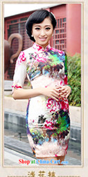 2015, first in the cuff silk sauna beauty Silk Cheongsam Retro is not the forklift truck, short cheongsam dress cuff in XXL pictures, price, brand platters! Elections are good character, the national distribution, so why buy now enjoy more preferential! Health