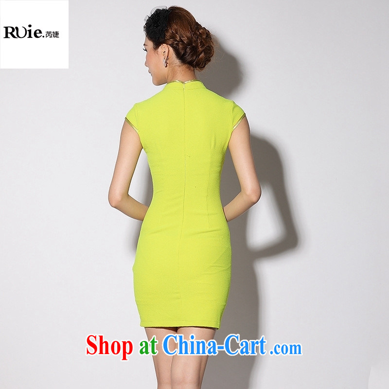 The cheongsam, Chinese Antique short daily improved cheongsam dress qipao cheongsam dress factory skirt Green Yellow XXL, health concerns (Rvie .), and, on-line shopping