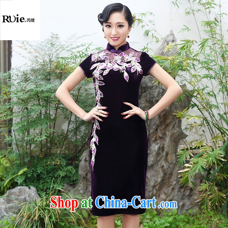 Manufacturers supply Tang replace 2015 spring new wool embroidery cheongsam dress, short dress 262 in purple cuff XXXL, health concerns (Rvie .), and, on-line shopping