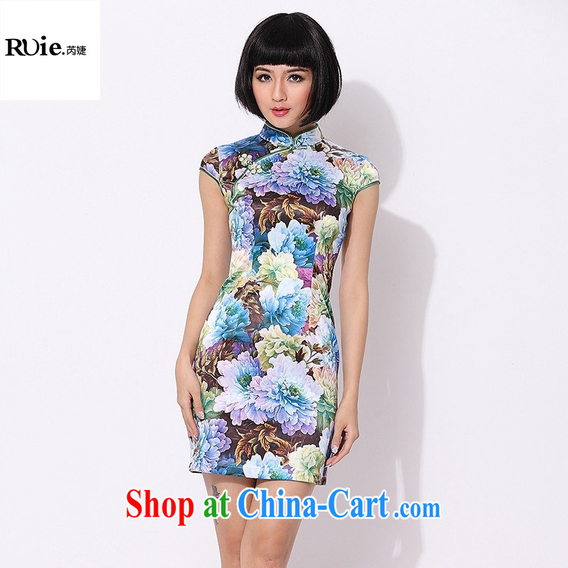 Supply 2015 new spring fashion improved short, cultivating cheongsam dress dress 007 blue XXL, health concerns (Rvie .), and shopping on the Internet
