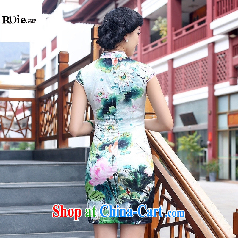High quality double heavy silk sauna Silk Cheongsam improved stylish summer retro dresses dresses green XXL, health concerns (Rvie .), shopping on the Internet