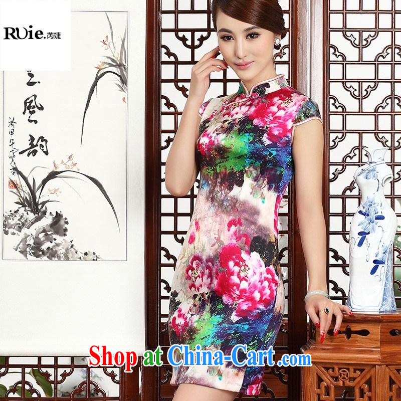 (MU, charm -- heavy silk improved short-sleeved short sauna Silk Cheongsam dress dress suit 8035 XXL, health concerns (Rvie .), and shopping on the Internet