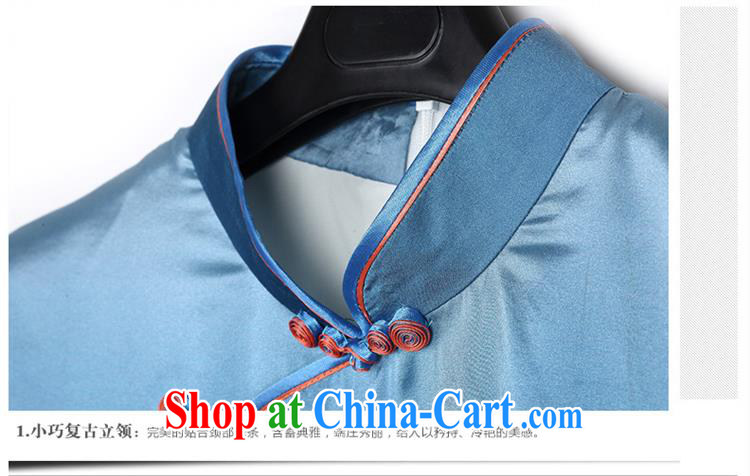 Mu Lan charm 2015 spring new heavy silk stamp sauna Silk Cheongsam-yi 8076 blue XXL pictures, price, brand platters! Elections are good character, the national distribution, so why buy now enjoy more preferential! Health