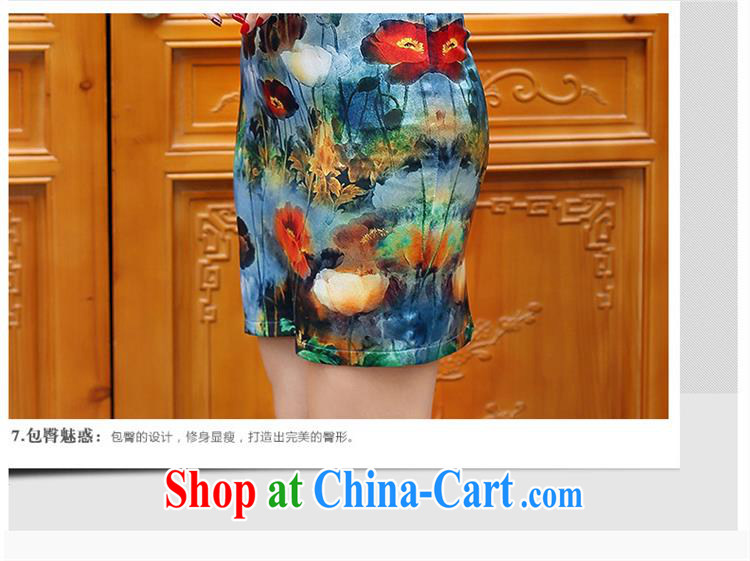 Mu Lan charm 2015 spring new heavy silk stamp sauna Silk Cheongsam-yi 8076 blue XXL pictures, price, brand platters! Elections are good character, the national distribution, so why buy now enjoy more preferential! Health