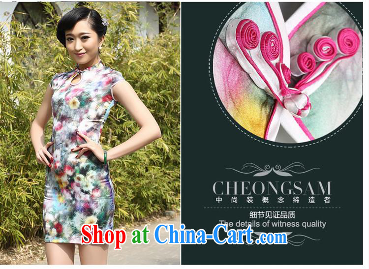 2015 spring loaded the goods manufacturers silk short cheongsam banquet style Silk Cheongsam Dress Suit XXL pictures, price, brand platters! Elections are good character, the national distribution, so why buy now enjoy more preferential! Health